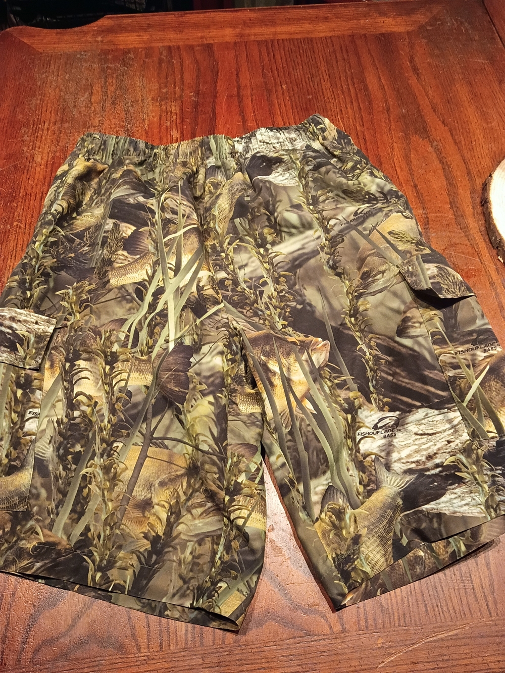 Men's Green Camo Cargo Swim  Shorts